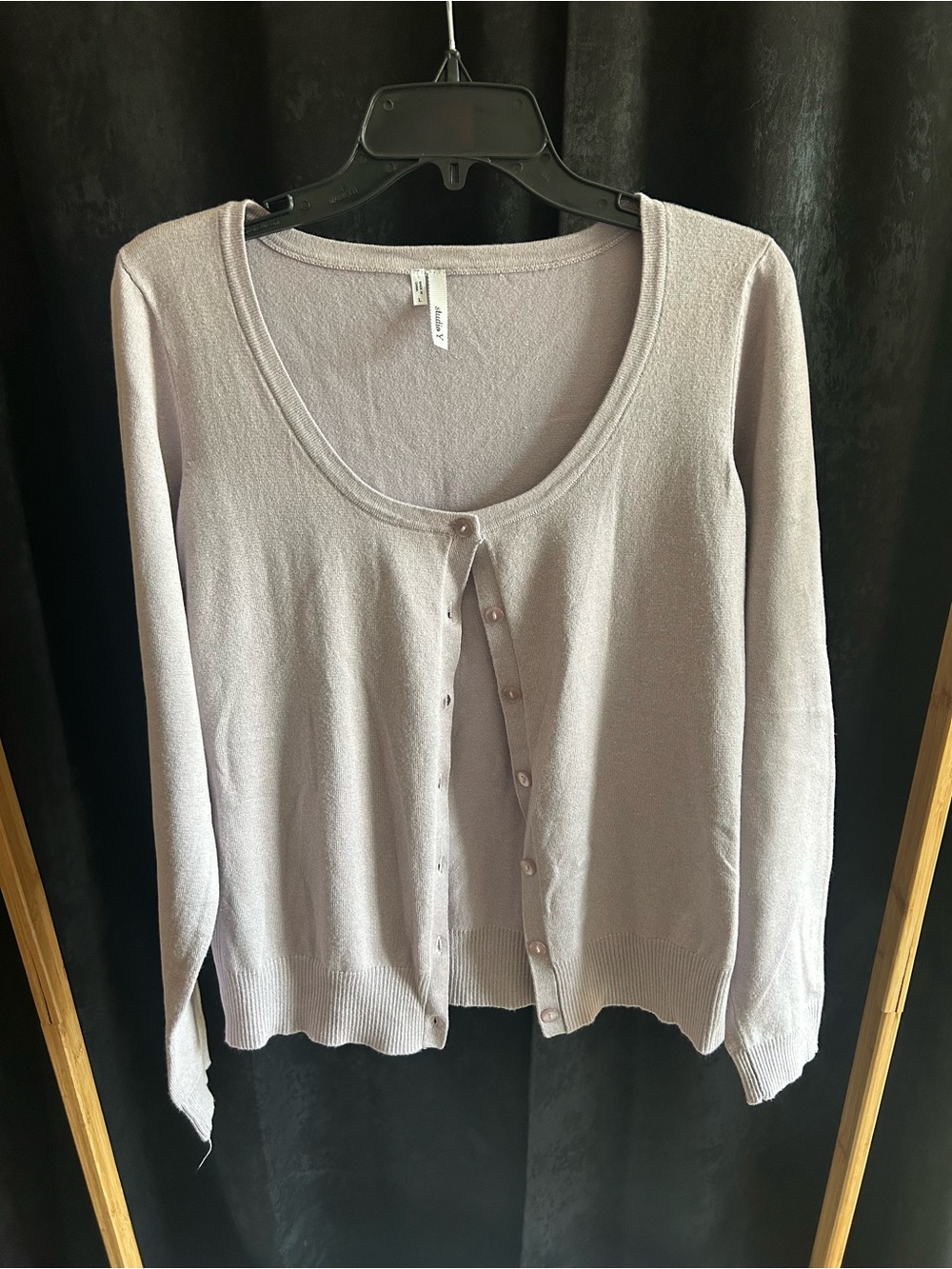 Studio Y Lavender Scoop Neck Button-Front Cardigan